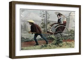 Rickshaw, Carriage of Japan, C1890-Charles Gillot-Framed Giclee Print