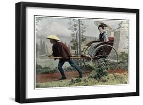 Rickshaw, Carriage of Japan, C1890-Charles Gillot-Framed Giclee Print