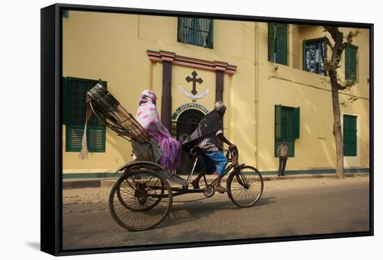 Rickshaw in Front of St. Joseph's Convent-Bruno Morandi-Framed Stretched Canvas