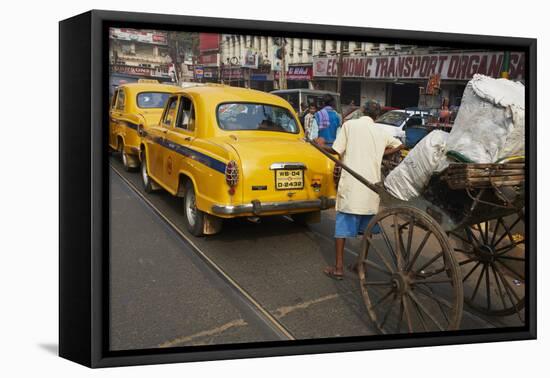 Rickshaw on the Street, Kolkata, West Bengal, India, Asia-Bruno Morandi-Framed Stretched Canvas