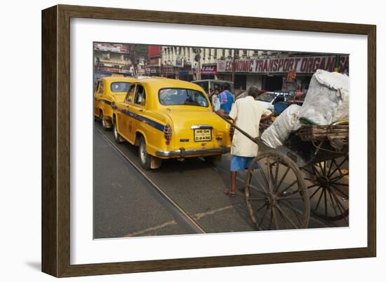 Rickshaw on the Street, Kolkata, West Bengal, India, Asia-Bruno Morandi-Framed Photographic Print