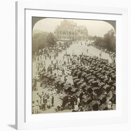 Rickshaws before Christ Church, Simla, India, June 1902-Underwood & Underwood-Framed Photographic Print