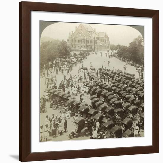 Rickshaws before Christ Church, Simla, India, June 1902-Underwood & Underwood-Framed Photographic Print