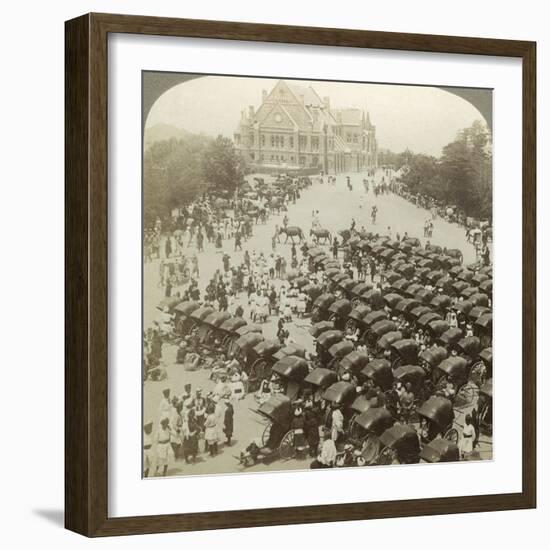 Rickshaws before Christ Church, Simla, India, June 1902-Underwood & Underwood-Framed Photographic Print