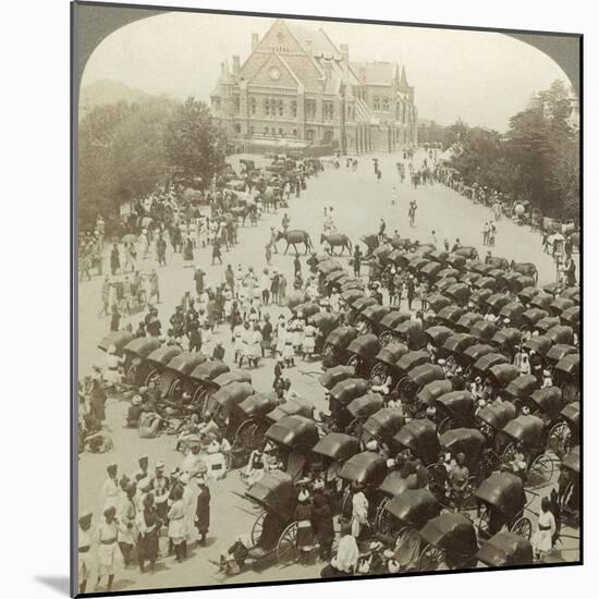 Rickshaws before Christ Church, Simla, India, June 1902-Underwood & Underwood-Mounted Photographic Print