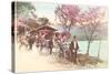 Rickshaws by Lake, Japan-null-Stretched Canvas