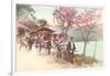 Rickshaws by Lake, Japan-null-Framed Art Print