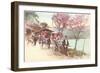 Rickshaws by Lake, Japan-null-Framed Art Print