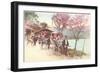 Rickshaws by Lake, Japan-null-Framed Art Print