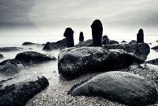 Groyne on Shore in the Evening.-RicoK-Photographic Print