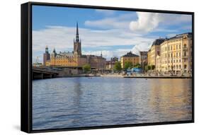 Riddarholmen with Spire of Riddarholmskyrkan (Riddarholmen Church), Stockholm, Sweden-Frank Fell-Framed Stretched Canvas