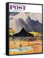 "Ride 'Em Cowboy" Saturday Evening Post Cover, September 21, 1957-John Clymer-Framed Stretched Canvas