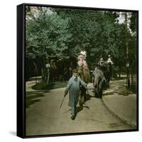 Ride on a Elephant and on a Camel, at the Jardin of Acclimatation, Paris (XVIth Arrondissement)-Leon, Levy et Fils-Framed Stretched Canvas