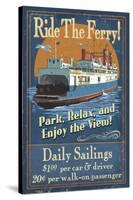 Ride the Ferry (Boat #2) - Vintage Sign-Lantern Press-Stretched Canvas