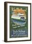 Ride the Ferry (Green Version) - Vintage Sign-Lantern Press-Framed Art Print