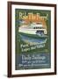 Ride the Ferry (Green Version) - Vintage Sign-Lantern Press-Framed Art Print