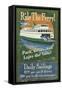 Ride the Ferry (Green Version) - Vintage Sign-Lantern Press-Framed Stretched Canvas