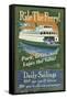 Ride the Ferry (Green Version) - Vintage Sign-Lantern Press-Framed Stretched Canvas