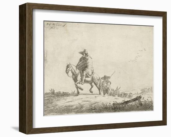 Rider and herdsman with cattle on a dirt road, 1653-Adriaen van de Velde-Framed Giclee Print