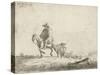 Rider and herdsman with cattle on a dirt road, 1653-Adriaen van de Velde-Stretched Canvas