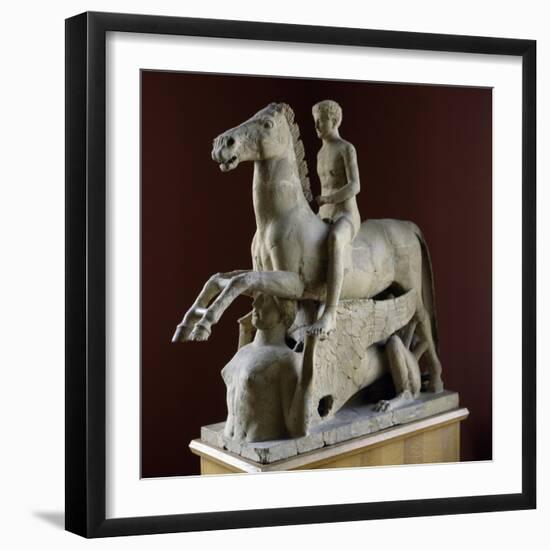 Rider and Horse on Sphinx, Terracotta Statue. Magno-Grecian Civilization, 5th Century BC-null-Framed Giclee Print