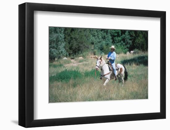 Rider at Bishop's Lodge in Santa Fe, New Mexico, USA-null-Framed Art Print