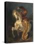 Rider Attacked by a Jaguar-Eugene Delacroix-Stretched Canvas