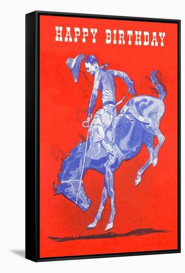 Rider on Bucking Bronco-null-Framed Stretched Canvas