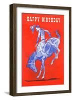 Rider on Bucking Bronco-null-Framed Art Print