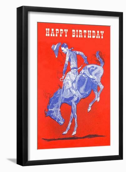 Rider on Bucking Bronco-null-Framed Art Print