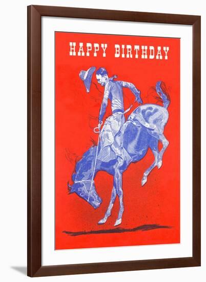 Rider on Bucking Bronco-null-Framed Art Print