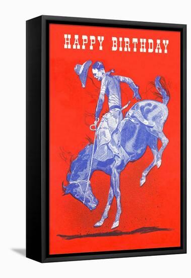 Rider on Bucking Bronco-null-Framed Stretched Canvas