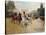 Riders and Coaches on Bois De Boulogne Avenue in Paris with the Arc De Triomphe in the Background-Georges Stein-Stretched Canvas