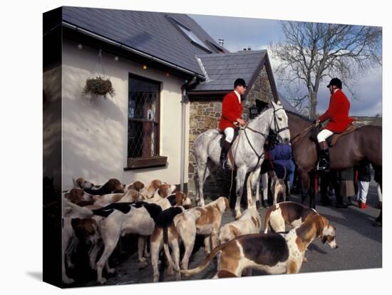 Riders and Hounds Awaiting Fox Hunt, Wales, United Kingdom-Alan Klehr-Stretched Canvas
