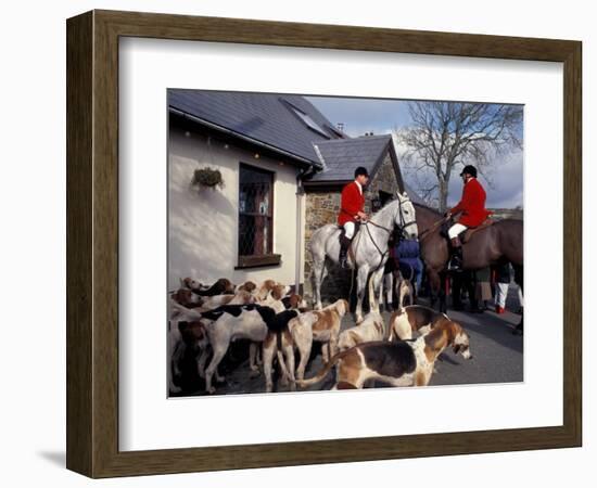 Riders and Hounds Awaiting Fox Hunt, Wales, United Kingdom-Alan Klehr-Framed Photographic Print