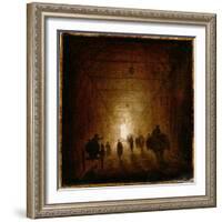 Riders and Pedestrians Passing Through an Arched Passage-Hubert Robert-Framed Giclee Print