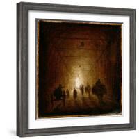 Riders and Pedestrians Passing Through an Arched Passage-Hubert Robert-Framed Giclee Print