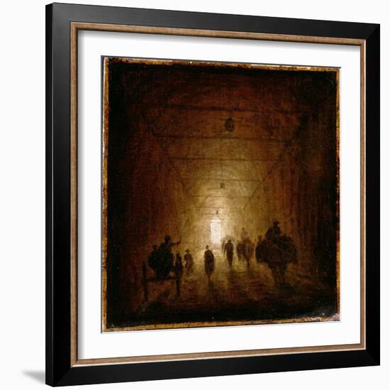 Riders and Pedestrians Passing Through an Arched Passage-Hubert Robert-Framed Giclee Print