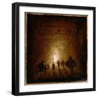 Riders and Pedestrians Passing Through an Arched Passage-Hubert Robert-Framed Giclee Print