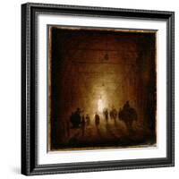 Riders and Pedestrians Passing Through an Arched Passage-Hubert Robert-Framed Giclee Print