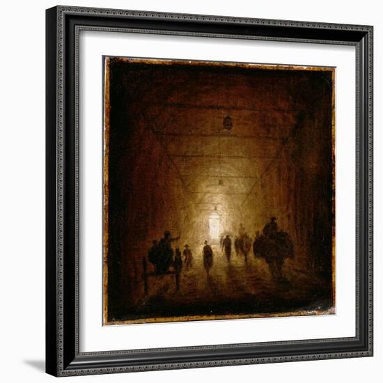 Riders and Pedestrians Passing Through an Arched Passage-Hubert Robert-Framed Giclee Print