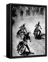 Riders Enjoying Motorcycle Racing-Loomis Dean-Framed Stretched Canvas