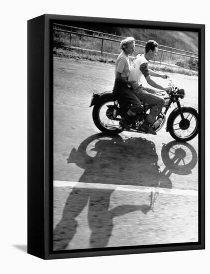 Riders Enjoying Motorcycle Riding Double-Loomis Dean-Framed Stretched Canvas