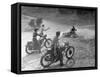 Riders Enjoying Motorcycle Riding, with One Taking a Spill-Loomis Dean-Framed Stretched Canvas