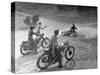 Riders Enjoying Motorcycle Riding, with One Taking a Spill-Loomis Dean-Stretched Canvas