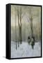 Riders in the Snow in the Haagse Bos-Anton Mauve-Framed Stretched Canvas