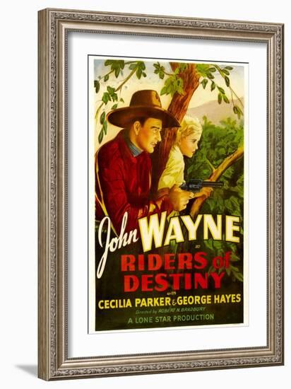 Riders of Destiny, John Wayne, Cecilia Parker, 1933-null-Framed Art Print