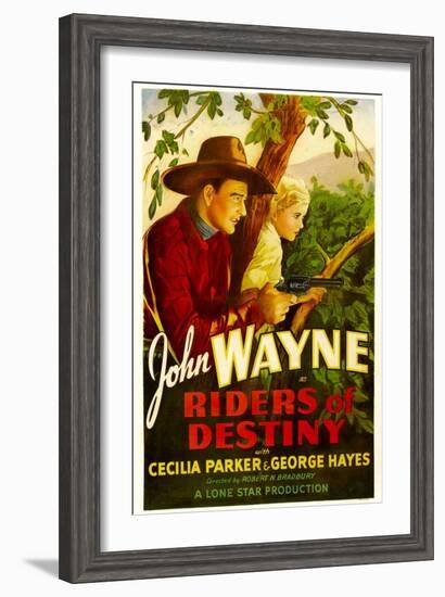 Riders of Destiny, John Wayne, Cecilia Parker, 1933-null-Framed Art Print