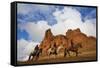 Riders Passing under the Red Rock Hills of the Big Horn Mountains-Terry Eggers-Framed Stretched Canvas