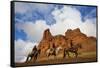 Riders Passing under the Red Rock Hills of the Big Horn Mountains-Terry Eggers-Framed Stretched Canvas